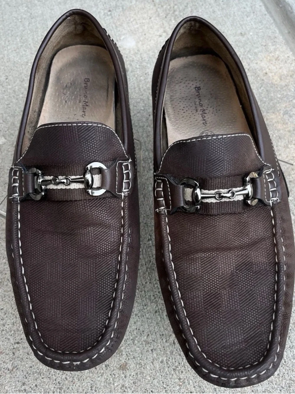 Bruno Marc Snaffle‎ Bit Micro Suede Brown Driving Loafers Santoni-03 Mens 9.5